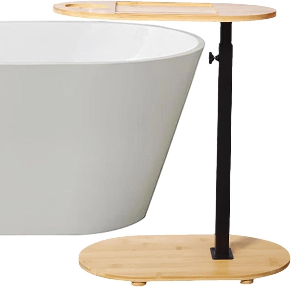 Badkuip Tafel - Baddienblad Badplank - Ontspannen in bad - In hoogte verstelbaar - 44-80 cm - Houtkleur