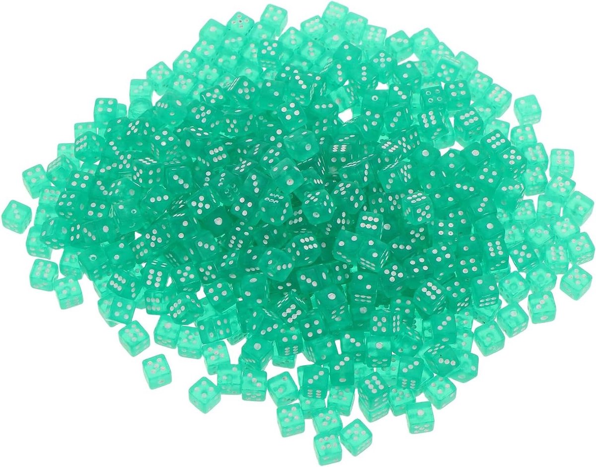 Mini Transparante Dobbelstenen - Kleine Kubus Dobbelstenen - Bordspellen Spelen - Spectaculaire Transparante Stijl - 0.5 cm - Groen