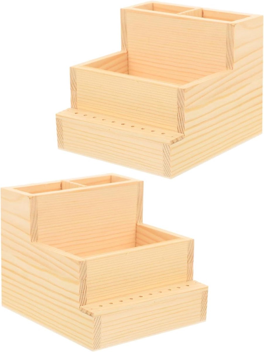 Manicure Polijstkophouder - Nagelgereedschap Organizer - Nagelsalon Benodigdheden - Natuurlijk Houten - 1230 x 1150 x 1000 cm - Lichtbruin