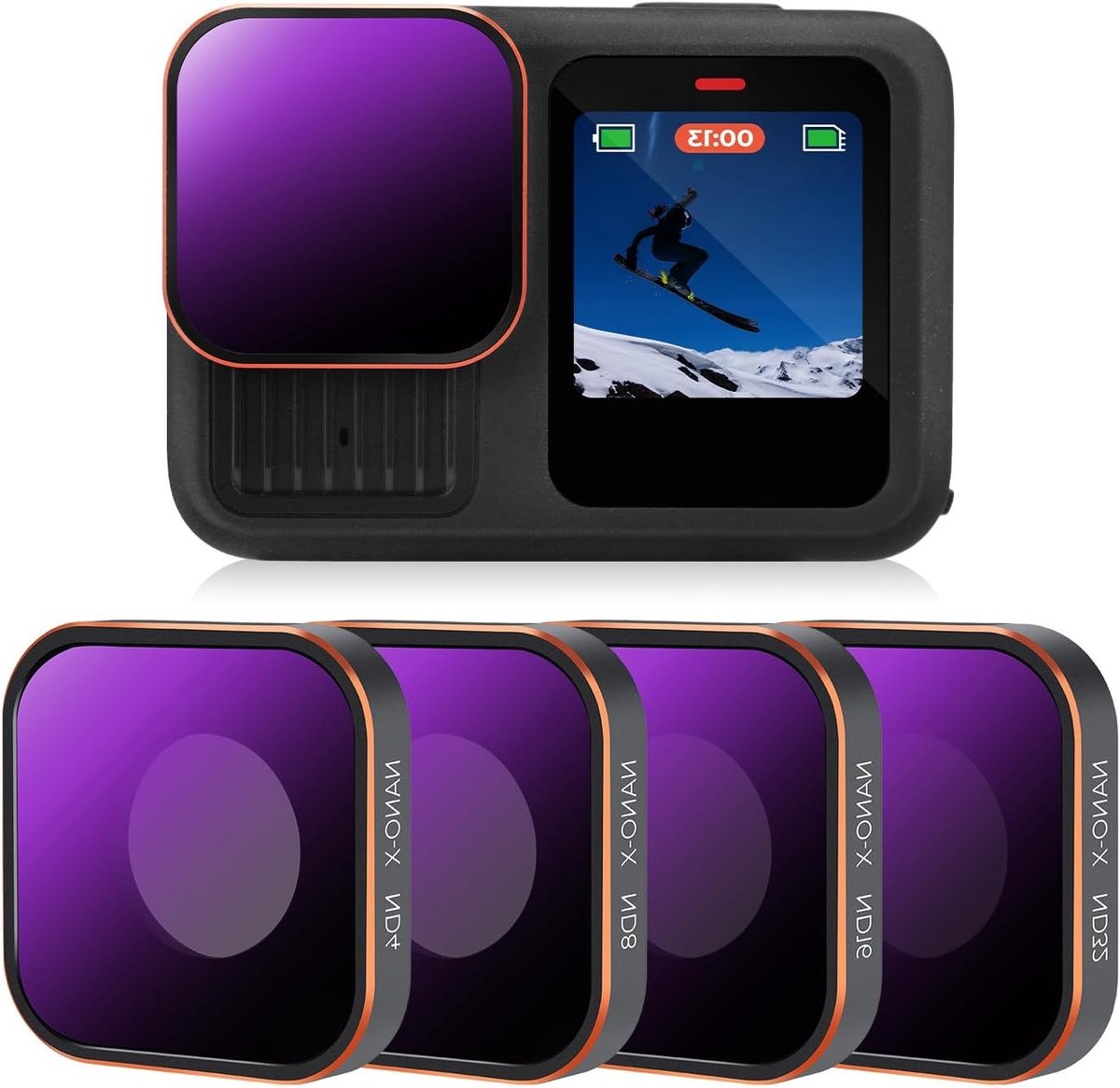 Slimme ND Filter Set voor GoPro Hero 13 Black - 4 Pack ND4 ND8 ND16 ND32 - Neutraal Density, Lichtcontrole en Bewegingonscherpte, HD Optisch Glas Accessoires voor Actiecamera