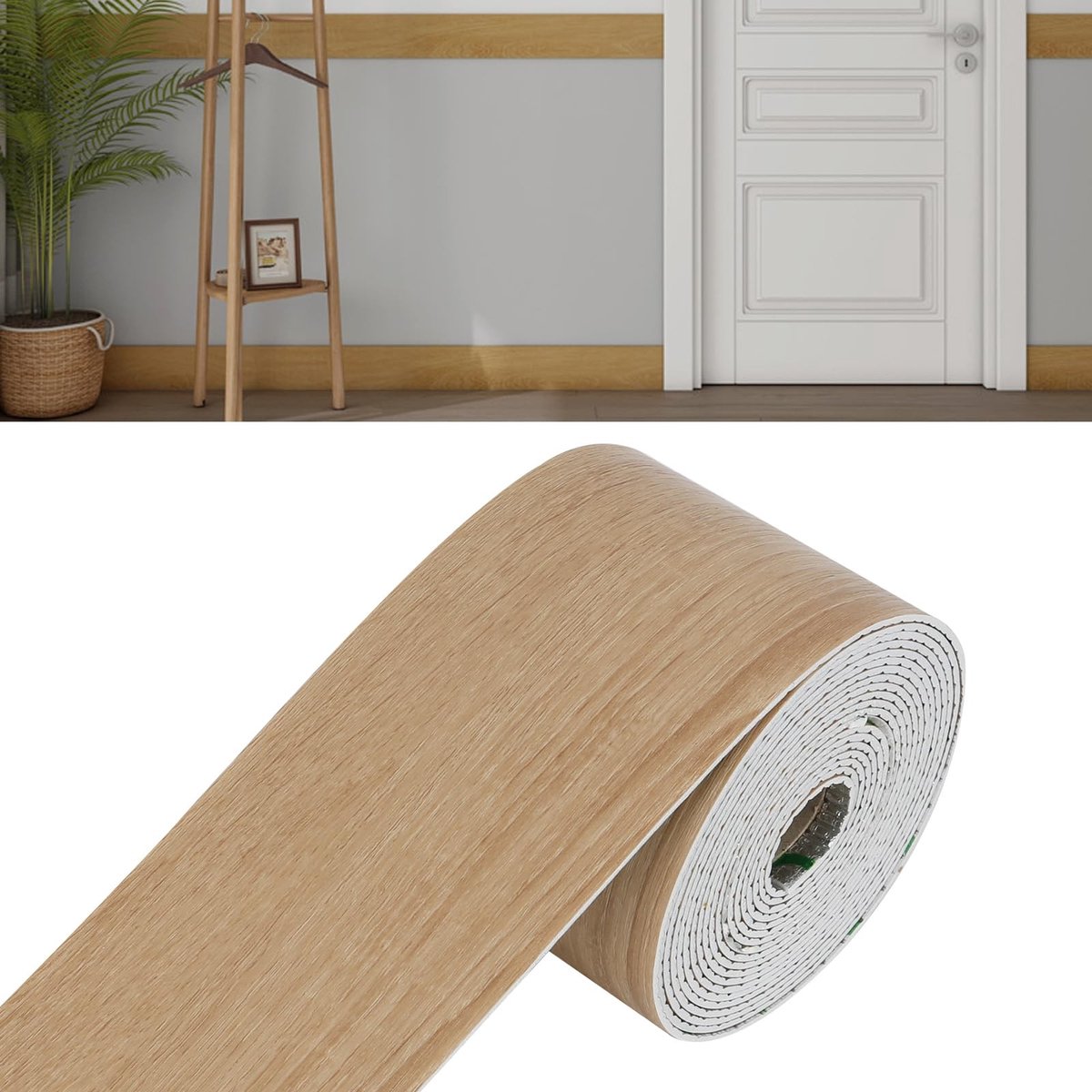 Dailygoody - Zelfklevende rand - Decoratieve muursticker - Eenvoudige installatie - Geel eiken 5 m x 10 cm - Geschikt voor badkamer en keuken - Milieu