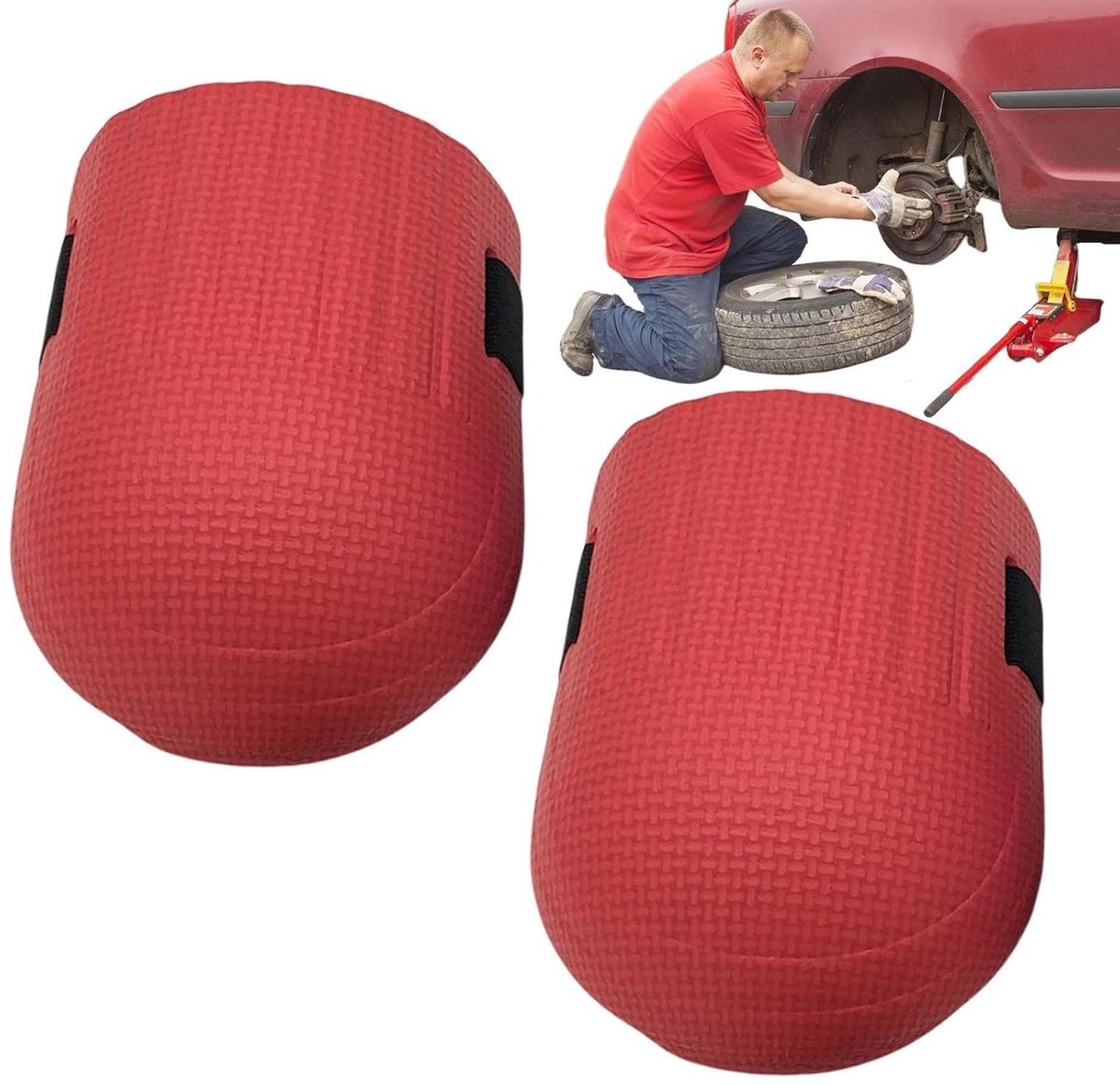 Kniebeschermers - Kniekussens Werkkussens - Tuinieren Schoonmaken - Antislip Zonder Sporen - 19.7 x 16.6 x 11.9 cm - Rood