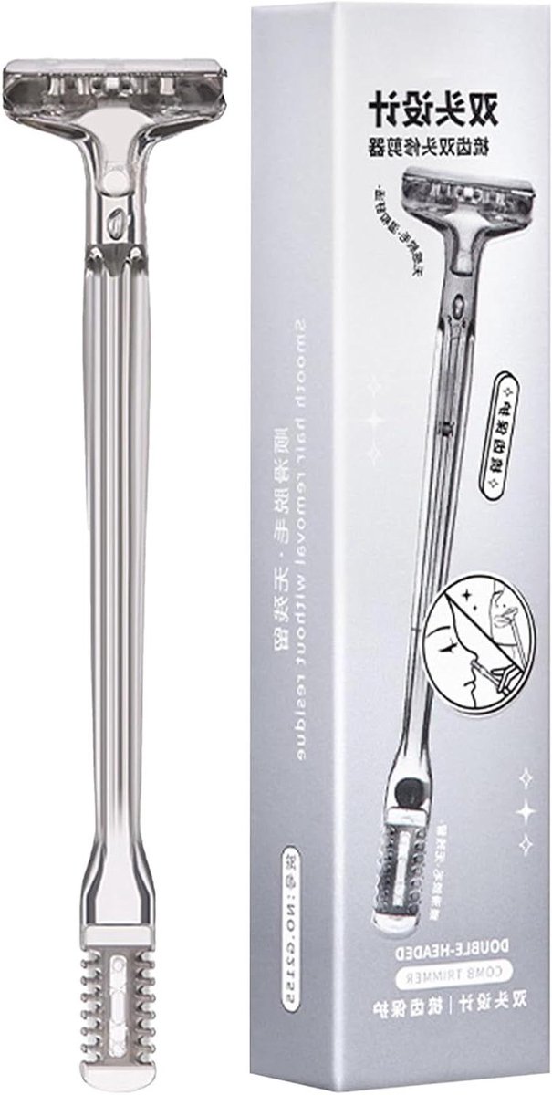 Neustrimmer - Neushaartrimmer Gezichtsverzorging - Persoonlijke Verzorging - Dubbele Kop Anti-Grijp - 12.5 cm - Wit