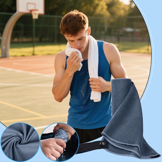 Microvezel Sporthanddoek - Sneldrogende Reisdoek - Outdoor Activiteiten - Ruimtebesparend Ontwerp - 40 x 80 cm - Donkerblauw — afbeelding 2