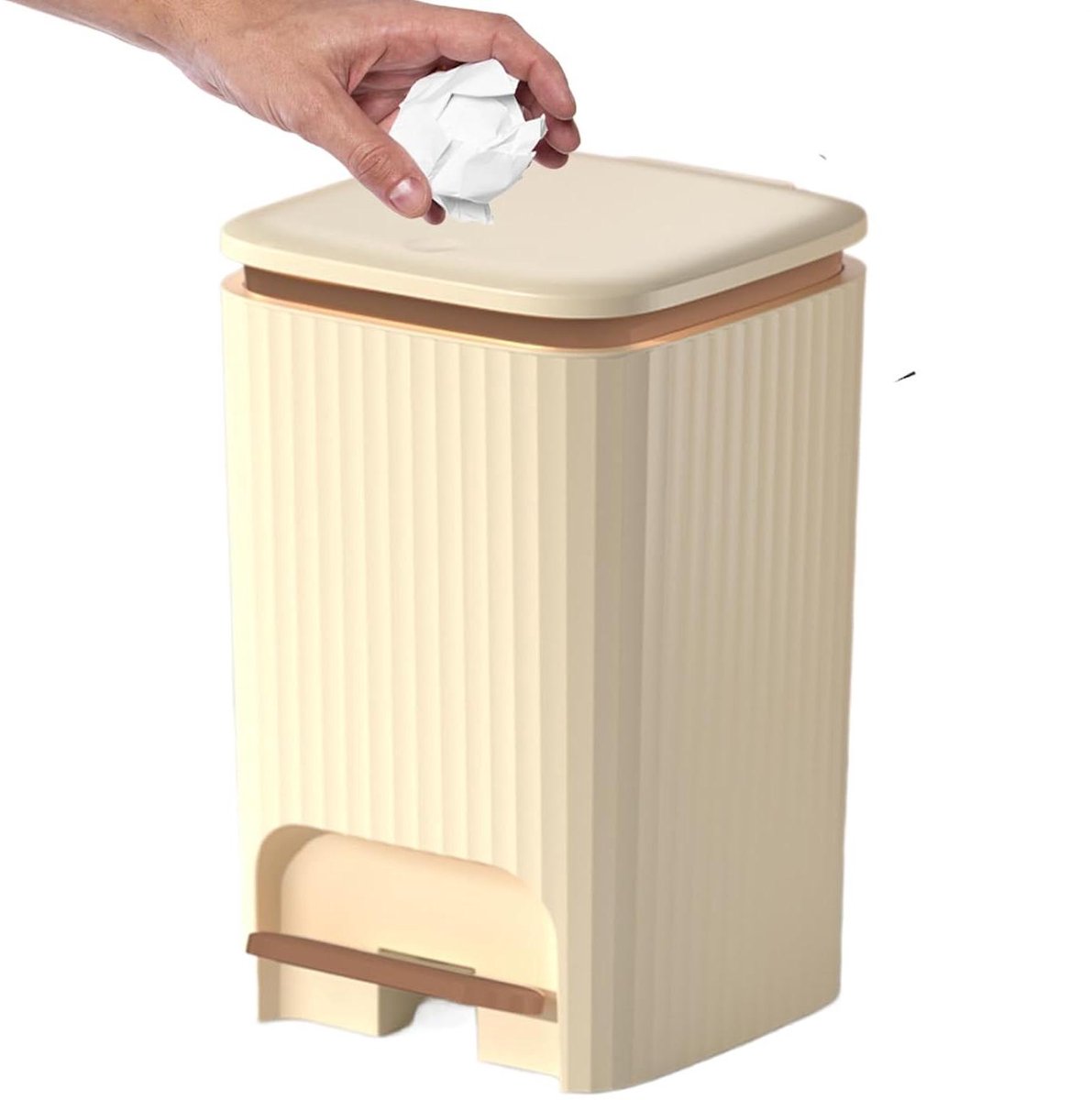 Afvalemmer met deksel - Pedaalemmer prullenbak - Geurloos afvalbeheer - Stil sluitend deksel - 15 liter - Wit