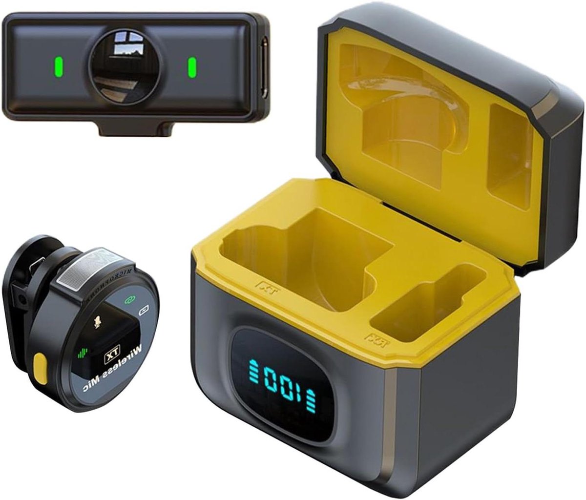 Microfoon Voor Telefoon - Magnetische Clip Kleine Microfoon Voor Opnames,Geluidsdempende Reversontwerp Spreker Met 12Uur Batterijduur Muziek Media Camera Live Sociaal Vloggen Filmen