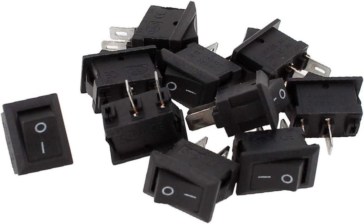 New Lon0167 10 stuks AC 250V 3A tot 125V 6A 2 Ρin AAN/UIT klik-in-boot-tuimelschakelaar(10 Pcs AC 250V 3A bis 125V 6A 2 Pin ON/OFF Snap in Boat Wippschalter)