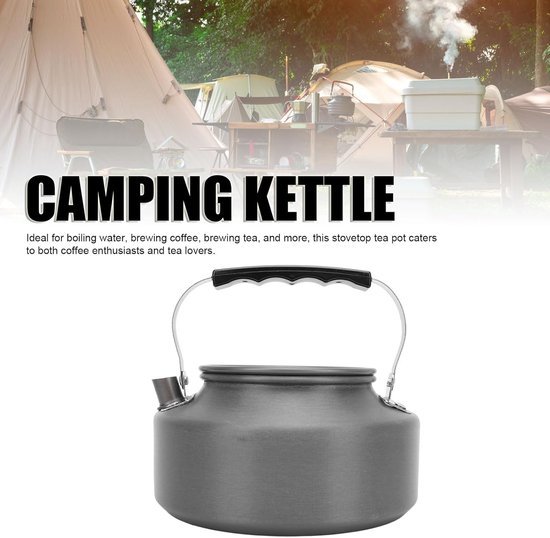 Camping Theepot - Outdoor Ketel - Buiten Koken - Hangend Ontwerp - 1.1 Liter - Zilver — afbeelding 4