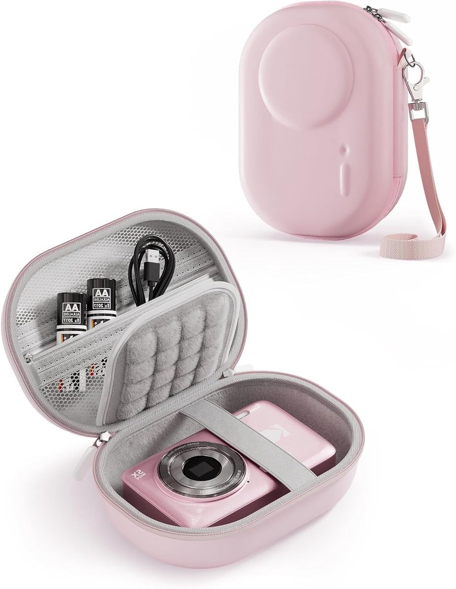 Draagbare Digitale Camera Tas voor Kinderen en Volwassenen, Geschikt voor 1080P FHD, Canon IXUS en Sony W800, Roze, 5.5"x3.5"x3.5