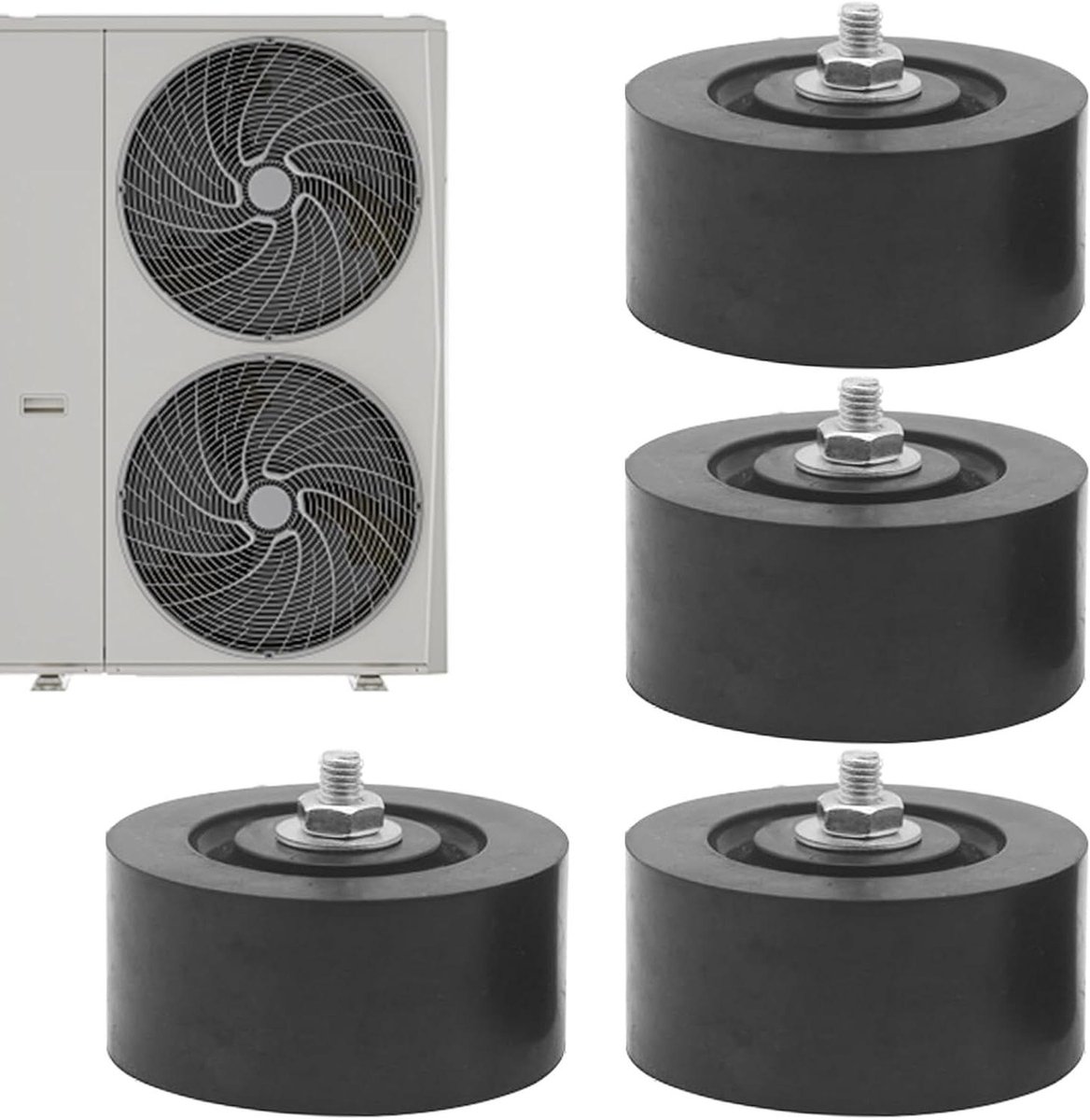Anti-vibratiepads Airco - Schokdempers Buitenunit - Stilwerker Garanderen - Verbeterde Hechting - 4 Stuks - Zwart