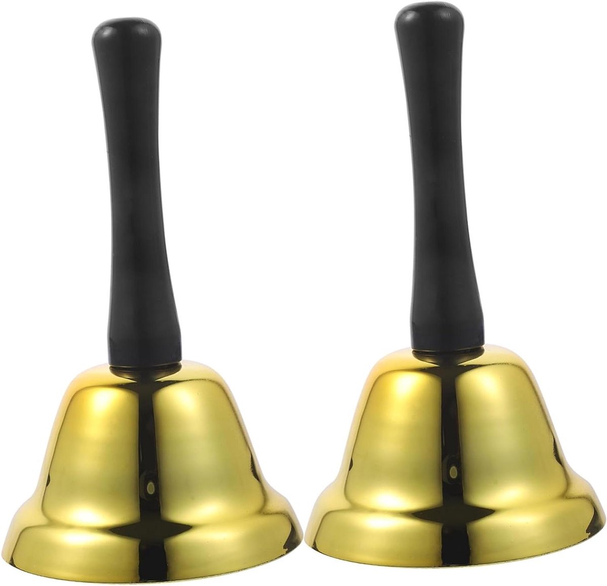 Receptiebellen Set - Dienstenbellen Tafelbellen - Klantenservice Melden - Vintage Design Hout - 12.5 cm Hoog - Goud