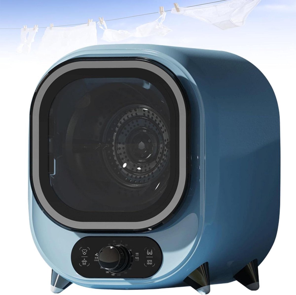Elektrische Mini Wasdroger Compacte Droger Kleine Was Drogen Roestvrijstalen Trommel 0.8 kg capaciteit Blauw