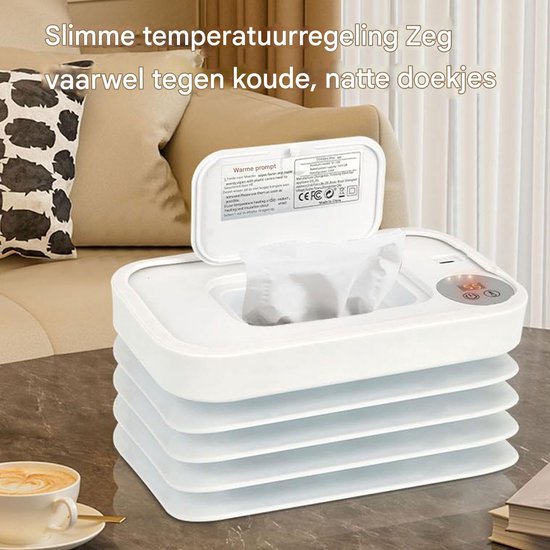 Luierwarmer Billendoekjes - Draagbare Verwarmer Dispenser - Babyverzorging Onderweg - Snel Verwarmend USB - 20x12.2x4cm - Wit — afbeelding 4