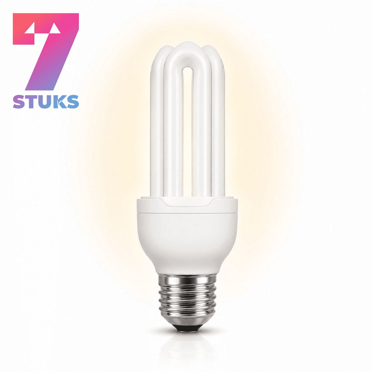 7x Stick Spaarlamp E27 - 18W - Daglicht (6400K) - 900 lm - 10 jaar - Niet Dimbaar
