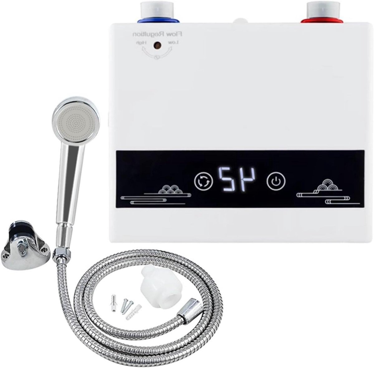 Elektrische Boiler - Doorstroomverwarmer Tankless - Direct Warm Water - Digitaal Temperatuurdisplay - 16.7 cm - Wit