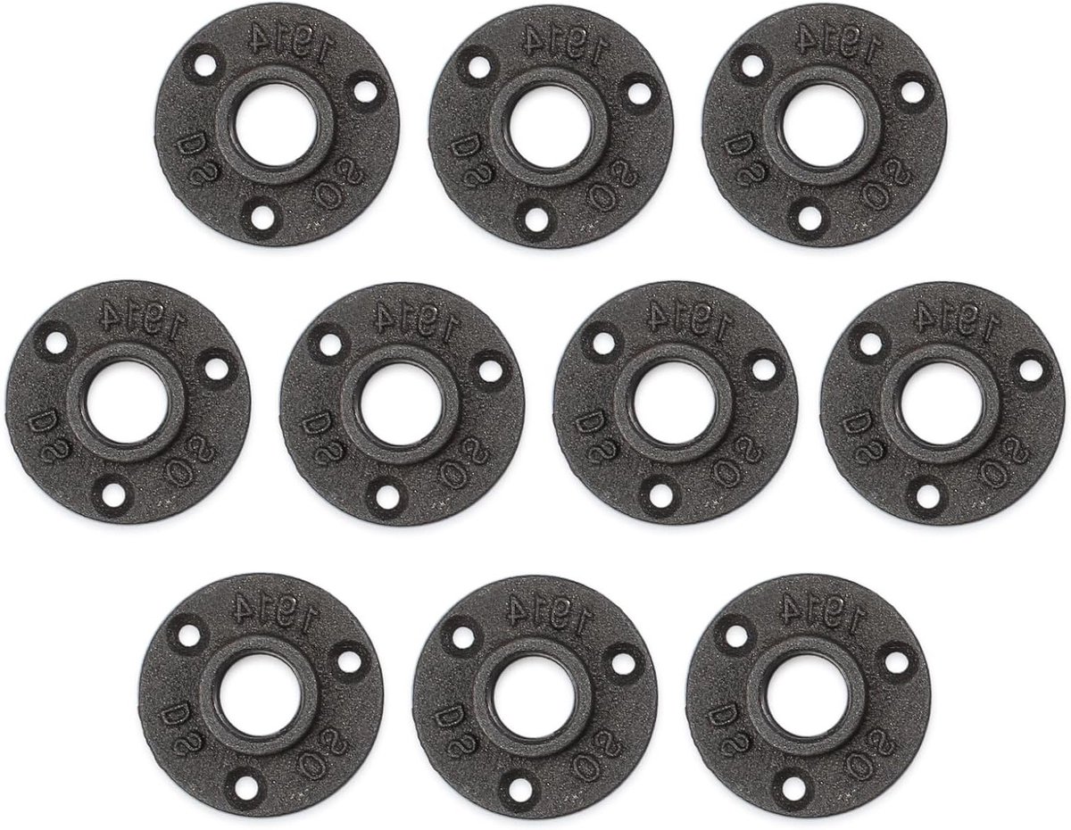 Flens 10 Stuks 1 Inch met 3 Gaten voor Metalen Buizen, Geschikt voor Meubels, Restaurants en DIY Projecten van Gietijzer