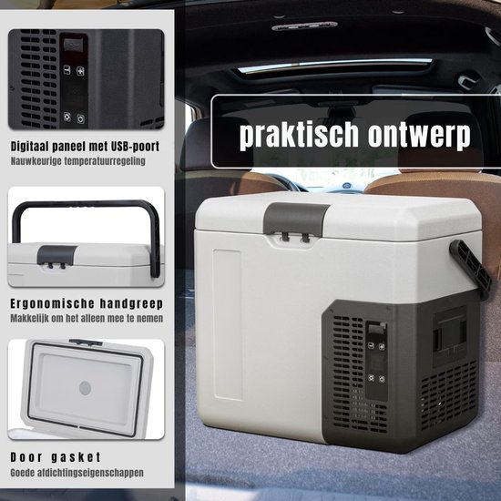AHD® Koelbox Elektrisch - Compressor Koelbox - Camping Koelkast - Camping Koelkast Electrisch - Grijs - 48cm x 33cm x 42cm van Ahd — afbeelding 3