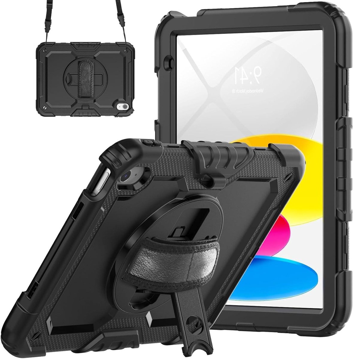 Tablethoes iPad 11 inch - Beschermhoes Tablet - Mobiel Werkstation - 360° Draaibare Standaard - 11 inch - Zwart