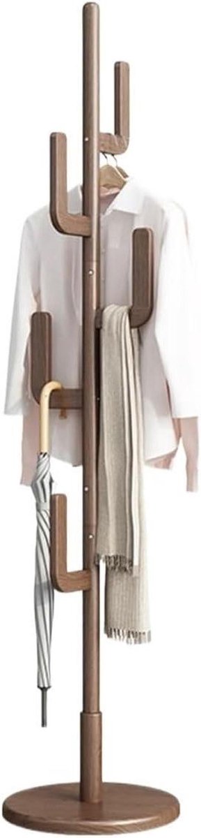 Houten Kapstok - Kledingrek Garderobe - Ruimte Besparen - Stabiele Ronde Basis - 180 cm Ho