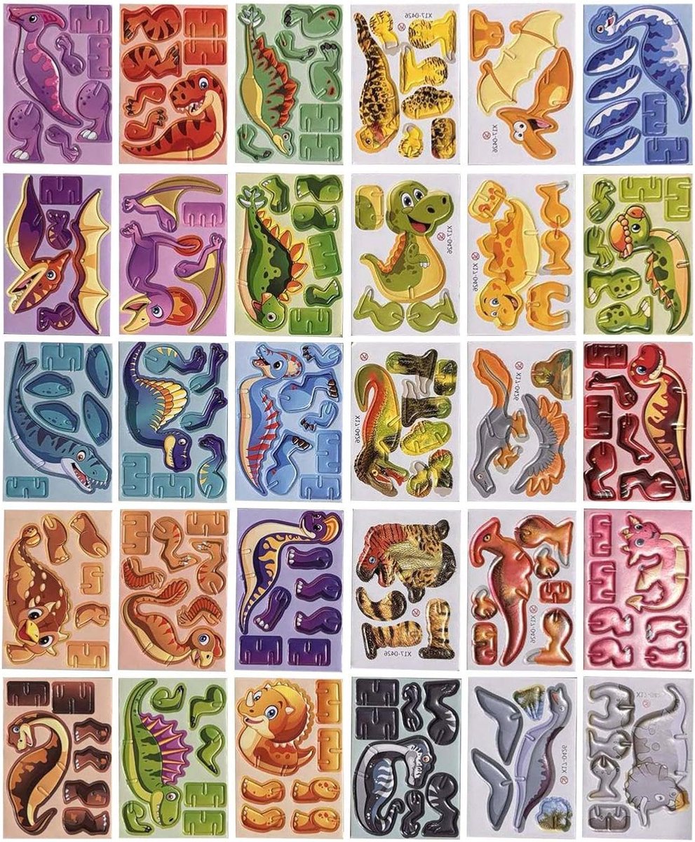 Drie dimensionale puzzel - Papieren bouwmodel - Creatief spel - Cartoon dieren - 30 stukjes - Dinosaurus