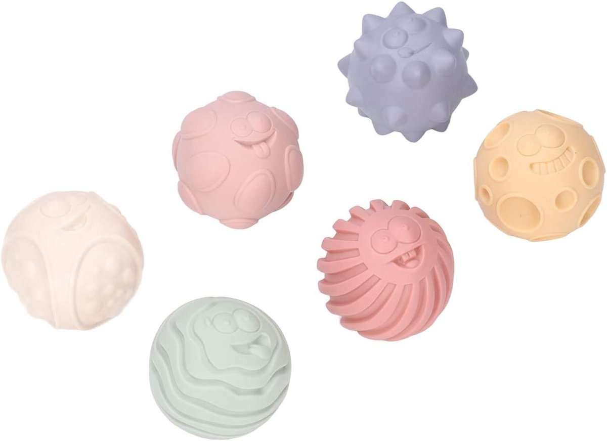 Zintuiglijke Ballenset - Baby Speelballen - Baby Ontwikkeling - Verschillende Texturen - 6 Stuks - Multicolor
