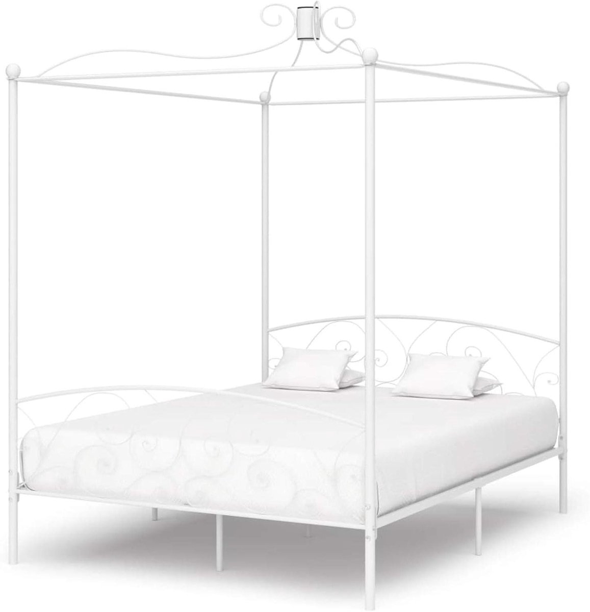 Hemelbed Frame - Metalen Bed - Slaapkamer Decoratie - Met Gordijnframe - 180 x 200 cm - Wit