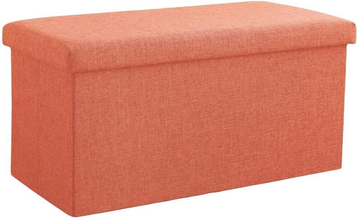 Opbergbank Voetenbank - Ottomaanse Kruk - Ruimte Organiseren - Opvouwbaar Ontwerp - 49x31x31cm - Oranje