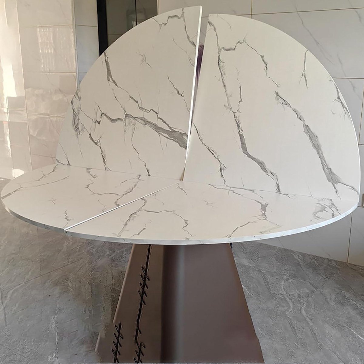 Ronde Klaptafel - Opvouwbare Tafel Blad - Veelzijdige Activiteiten - Ruimtebesparend Kwart Ontwerp - 120 cm Diameter - C