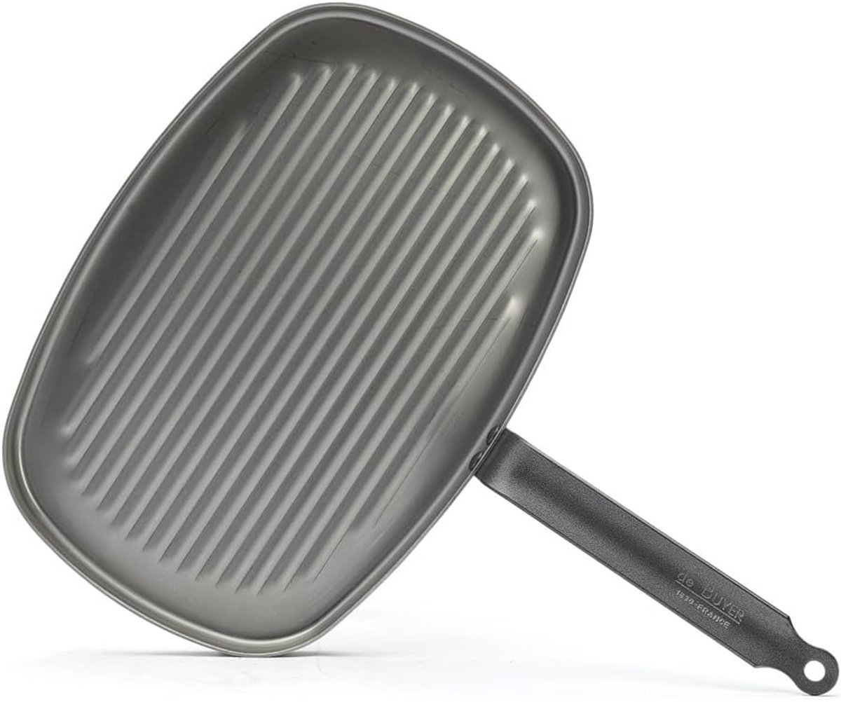 Koekenpan Staal - Grillpan Bakplaat - Thuis Koken - Ovenbestendig - 38 x 26 cm - Zilver