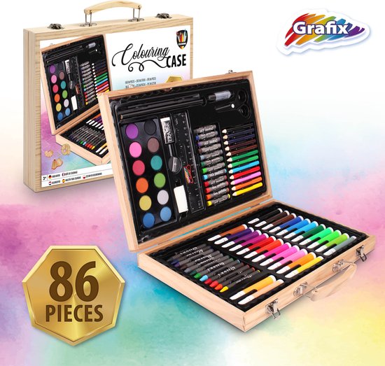 Tekendoos 86pcs - Knutselpakketten - Knutselset en Kleurkoffer voor kinderen - Tekenen & Kleuren