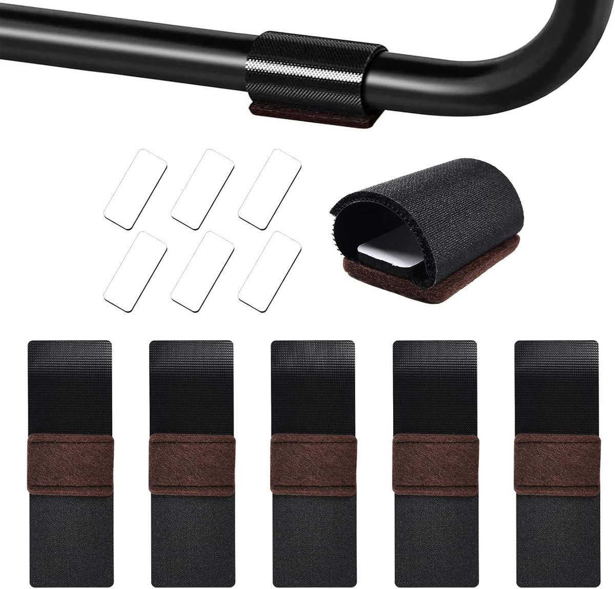 Set van 24 Vloerbeschermers voor Stoelen met Sluiting, Zelfklevende Viltglijders voor Parketvloeren, Antislip Meubelbeschermers voor Rocking Chairs en Cantilever Stoelen
