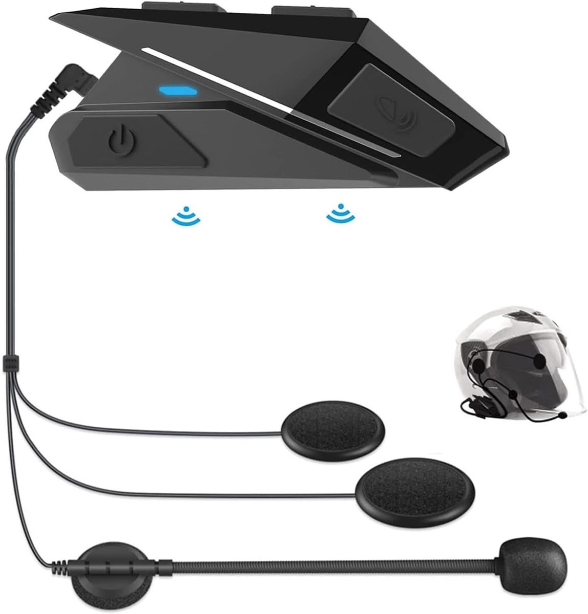 Draadloze Bluetooth Motorhelm Headset met Stereo Geluid, Waterdicht IP65 en Geluidsreductie Microfoon voor Fietsen, Skiën en Reizen
