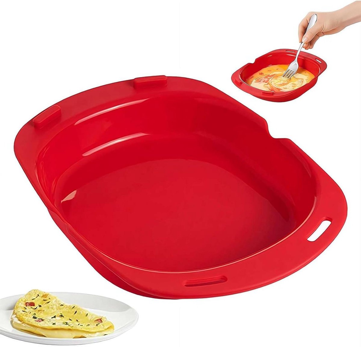 Siliconen Omelet Maker - Magnetron Ei Pan - Ontbijt Bereiden - Opvouwbaar Ontwerp - 243 cm x 199 cm - Rood