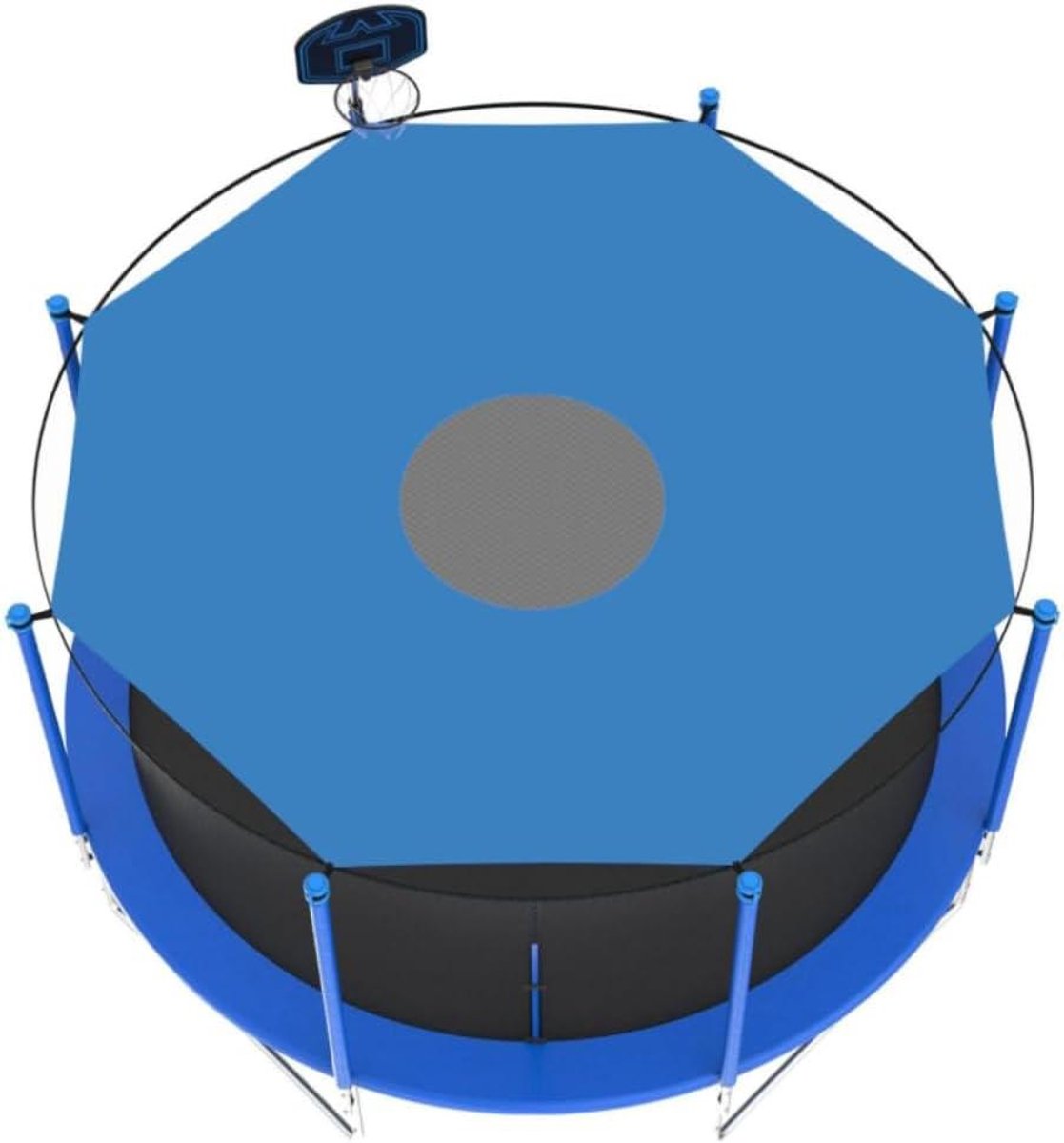 Trampoline Beschermhoes - Zonnekap Trampoline - Veilig Buiten Spelen - UV- en Waterbestendig - Tot 427 cm - Zilverkleurig
