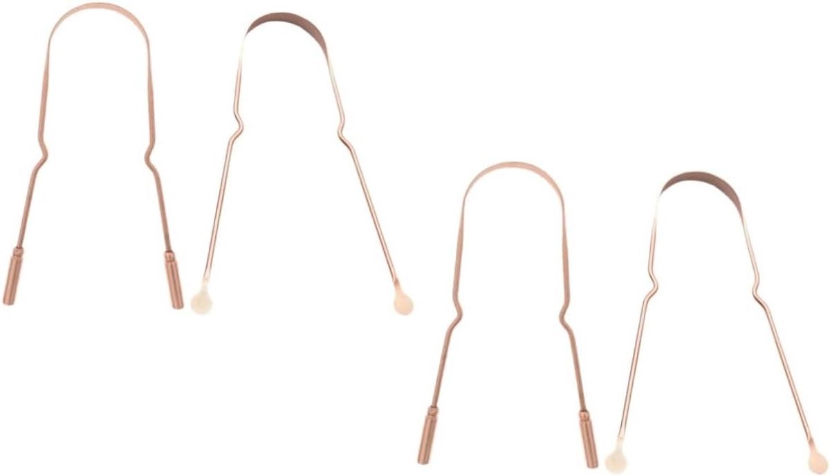 Tongschraper Set - Mondreiniger Tool - Frisse Adem - Koperen Schraper - 4 Stuks - Rose