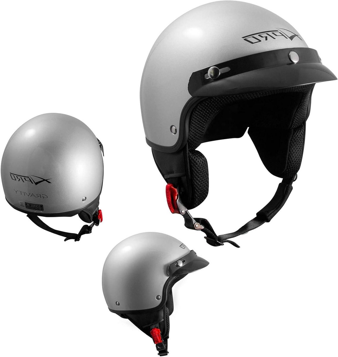 Open Jet Helm - Scooter Helm - Motorrijden - ECE 22-05 Goedgekeurd - 57-58 cm - Zilver