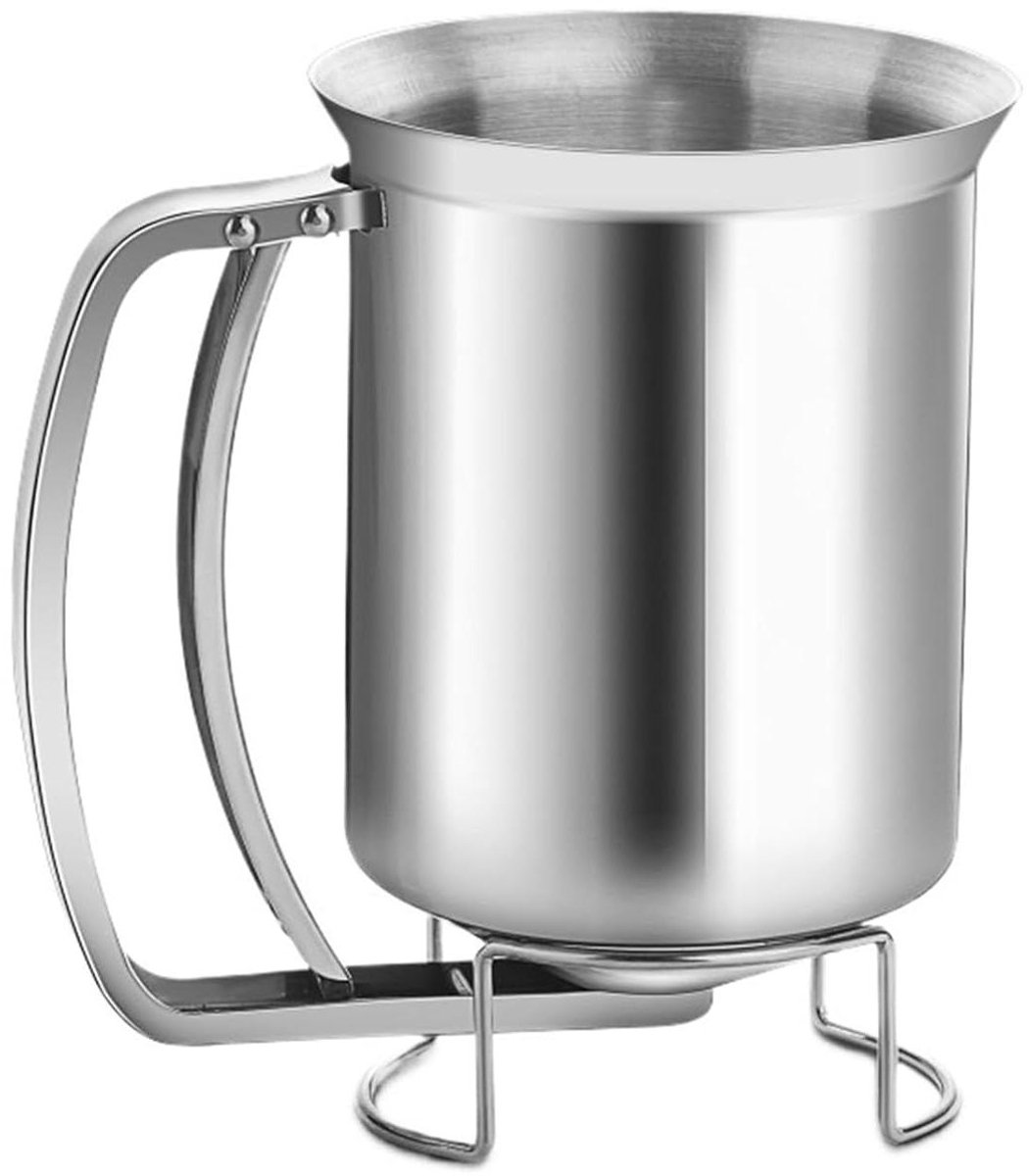 Deegdispenser - Pannenkoekentrichter - Beslag Doseren - Fijne Uitloop - 10.5 x 16 cm - Zilverkleurig