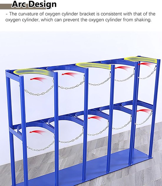 Cilinder Rack - Tank Houder - Veilige Opslag - Verstelbare Ketting - Voor 1-6 Cilinders - Blauw — afbeelding 3