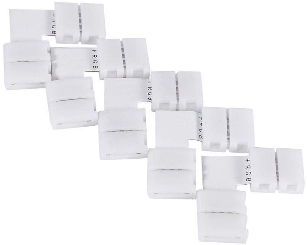 Dailygoody - Solidchoice - Dailygoody - L-vormige hoekverbinder - 4 pins - Soldeervrij - 10 mm - RGB LED-lichtstrips - Eenvoudig te gebruiken - Verbeter de installatie