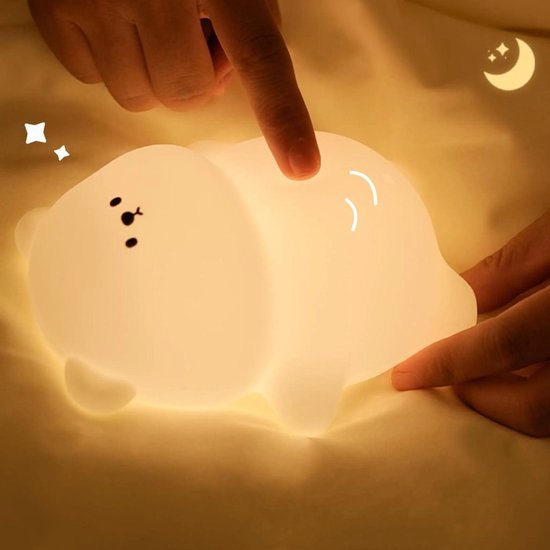 LED-nachtlampje met siliconenlamp, aanraakgevoelig ontwerp, USB-opladen, timer, 7 instelbare kleuren, draagbaar slaaphulp-/voedingslampje voor kinderkamers. — afbeelding 5