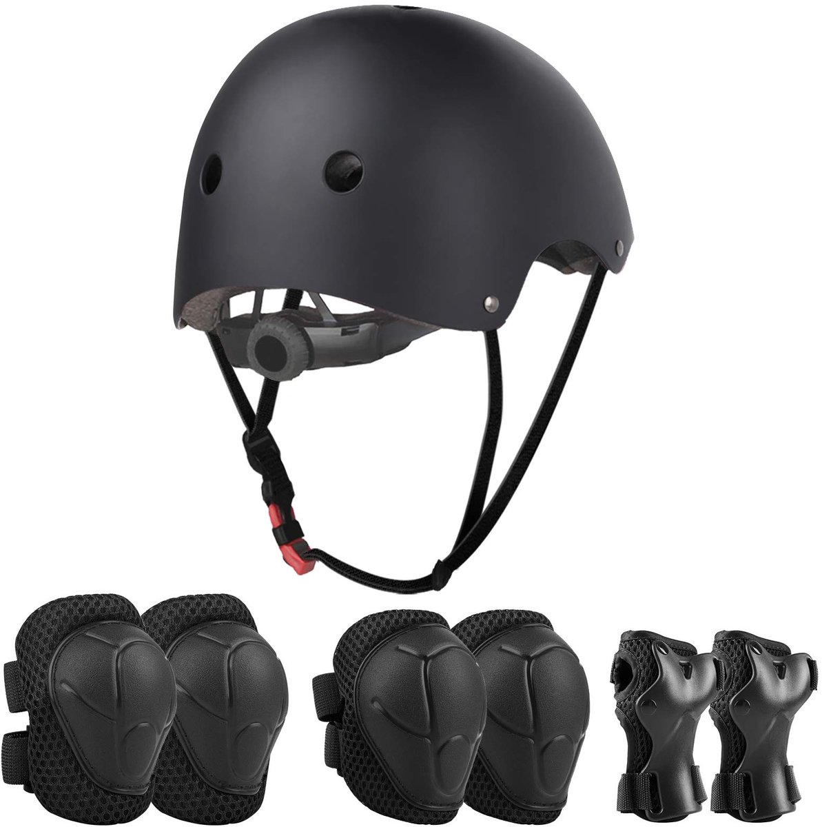 carmdering Kinder Beschermingsset Veiligheidspakket Kinderen 7-Delig Sportprotectie Set 9 Ventilatieopeningen Voor Koeling Verstelbare Elastische Banden Voor Pasvorm EPS Binnenlaag En ABS Buitenlaag Lichtgewicht Ontwerp Van 500 Gram Rood