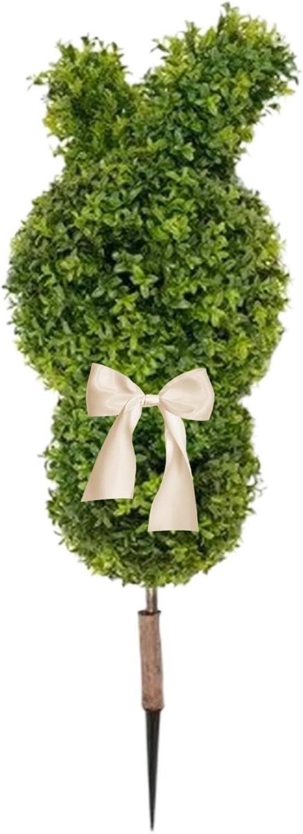 Kunstplant Paashaas - Decoratie Konijn Buxus - Feestelijke Decoratie - Onderhoudsvrije Groene Toets - 30x28x30 cm - Groen