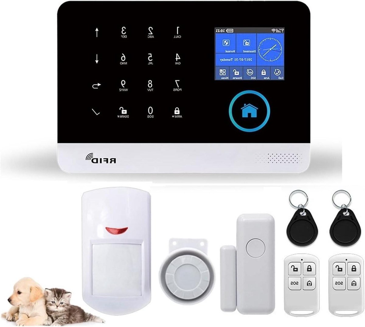Draadloos Alarmsysteem - GSM Beveiliging - Huis Beveiligen - Tuya Smartlife App - 50 Gram - Wit