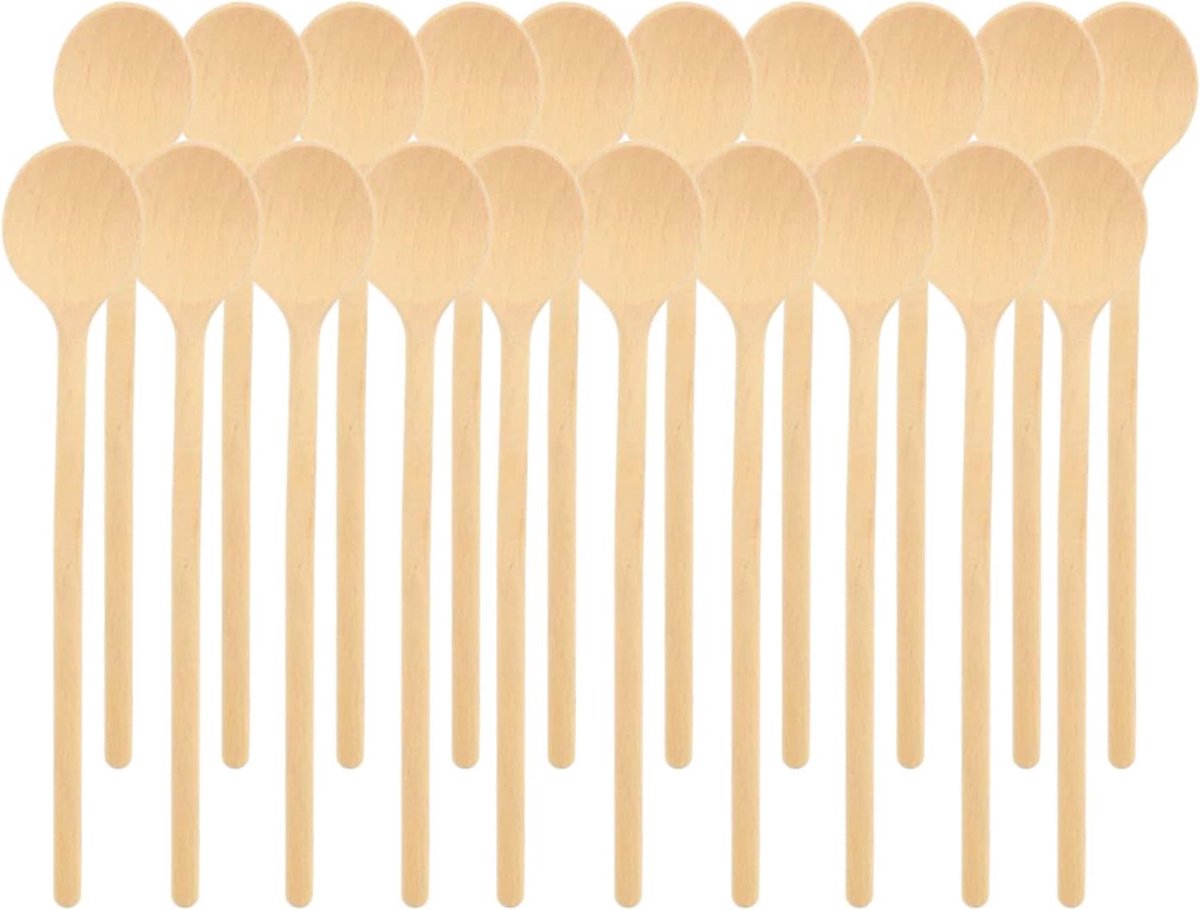 Ronde Houten Kooklepel 20 cm voor Koken en Bakken