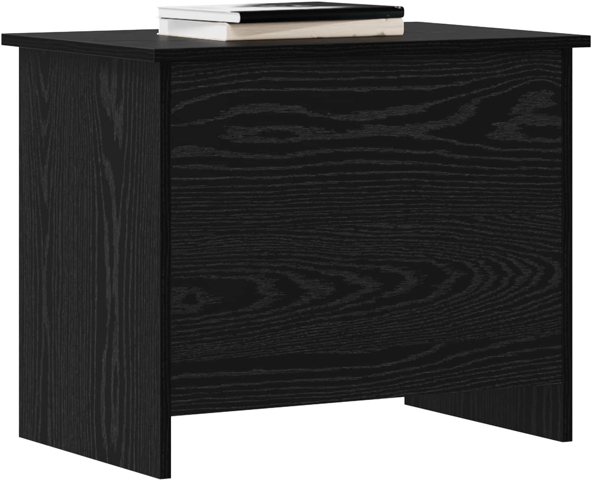 vidaXL - Opbergkist - met - opslag - Zwart - eiken - 60 - x - 40 - x - 50 - cm - Bewerkt - hout