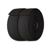 Zwarte stuurlinten wielrennen unisex antislip stuur tape set voor racefiets geperforeerd fiets stuur lint inclusief bar plugs