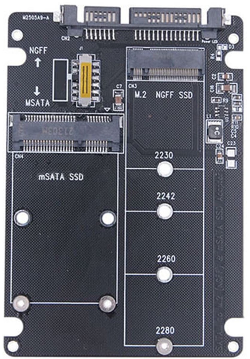 Dailygoody - M.2 naar SATA Adapter - naar SATA 3.1 converter - voor 2,5 inch harde schijf - Plug and play - Schakelknop - Geschikt voor SSD...