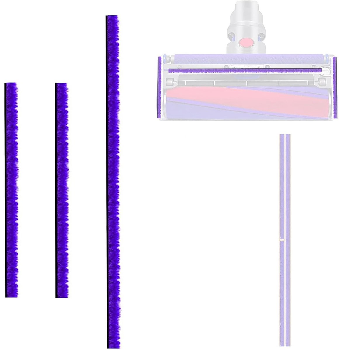 Dailygoody - Set van 3 pluche strips - Stofzuiger accessoires - Blauw - Zelfklevende pluche band - Geschikt voor Dyson V6 V7 V8 V10 V11 V12 V15