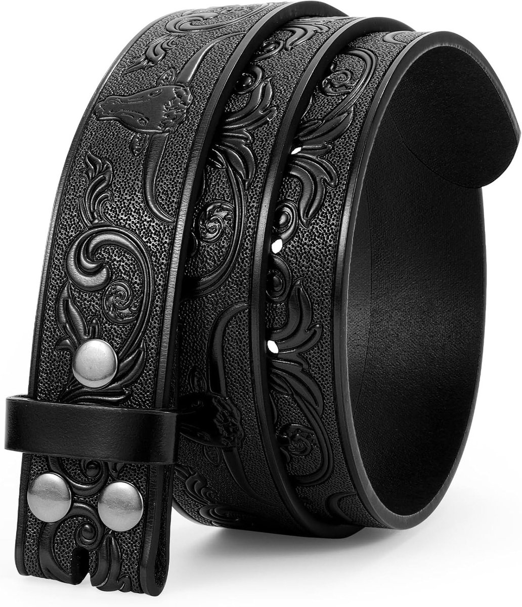 Leren cowboyriem voor heren en dames, veelzijdige westernriem zonder gesp voor jeans en jurken