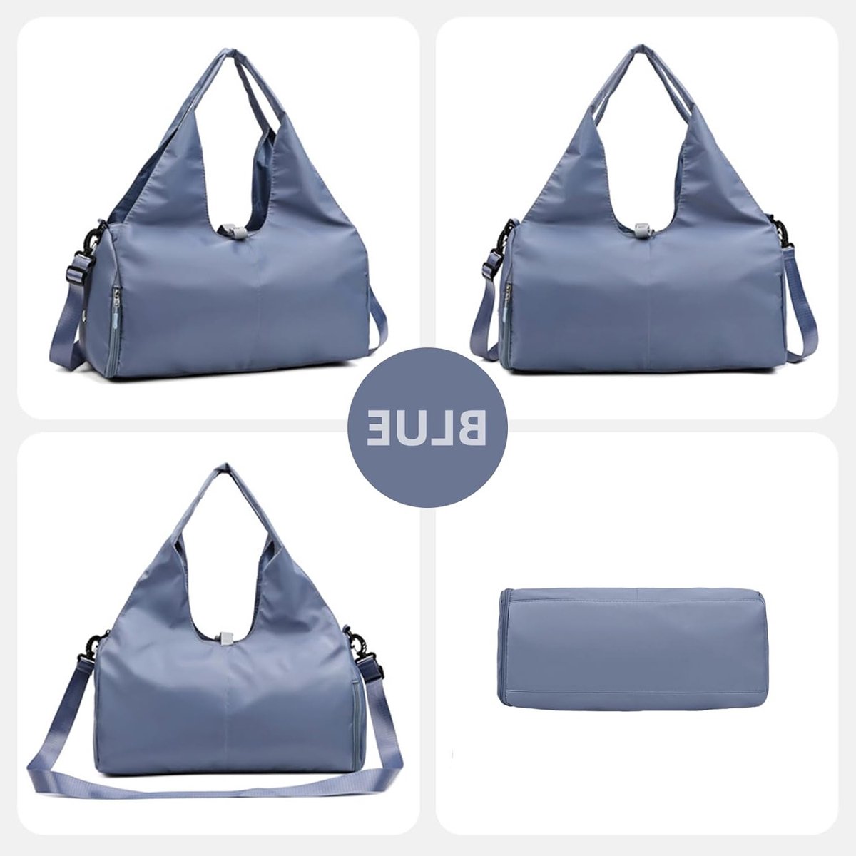 Waterdichte sporttas voor yoga, gym en accessoires met schoencompartiment en natte tas, ruime capaciteit voor vrouwen (blauw)